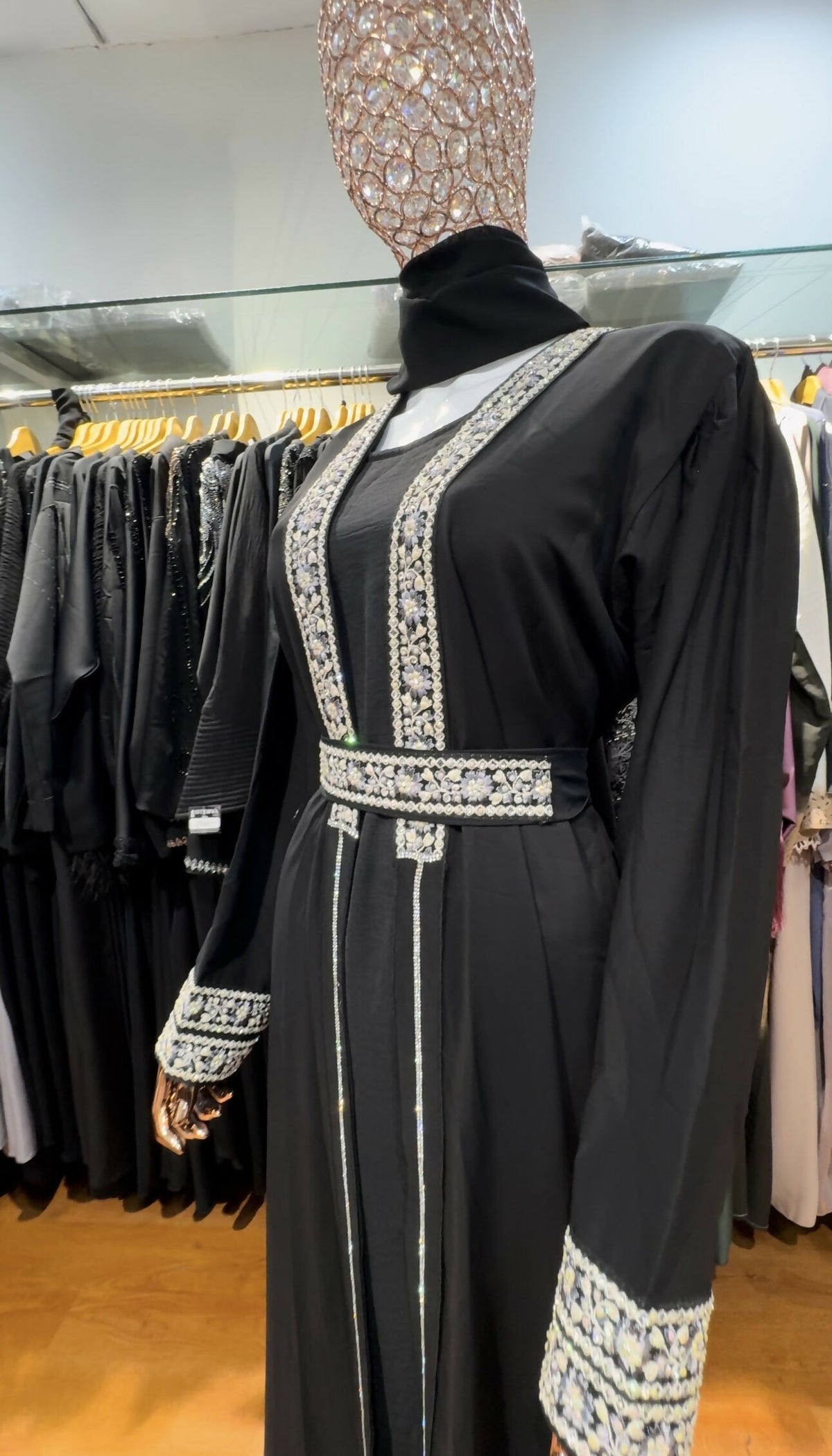 Flower Embroidered Abaya Set