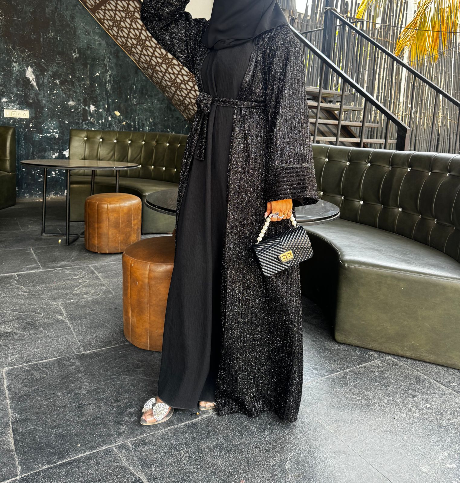 Shimmer Kimono Abaya 3 pc set Made in UAE