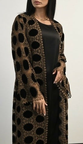 Black & Brown Lace Abaya