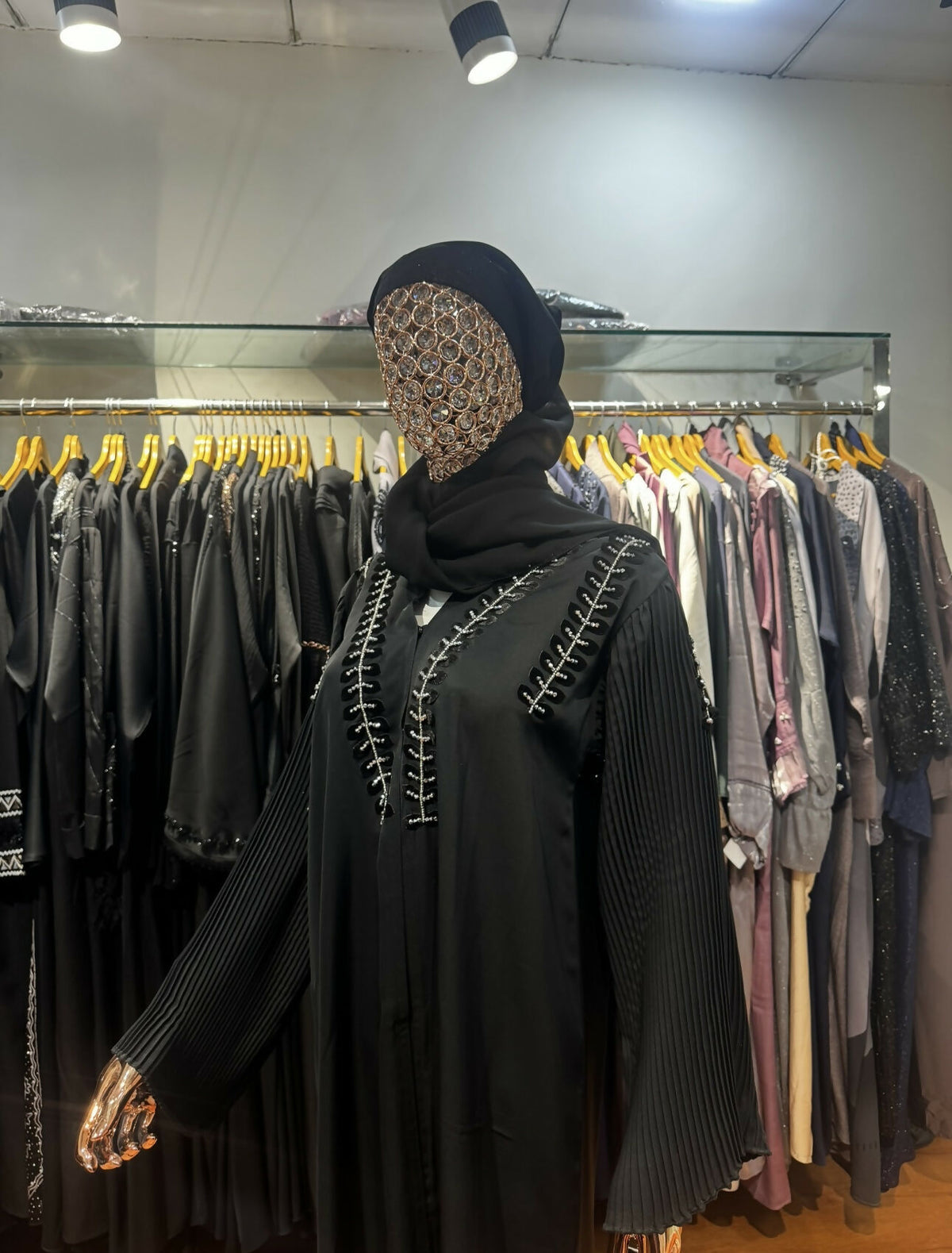 Mirror work pleated abaya