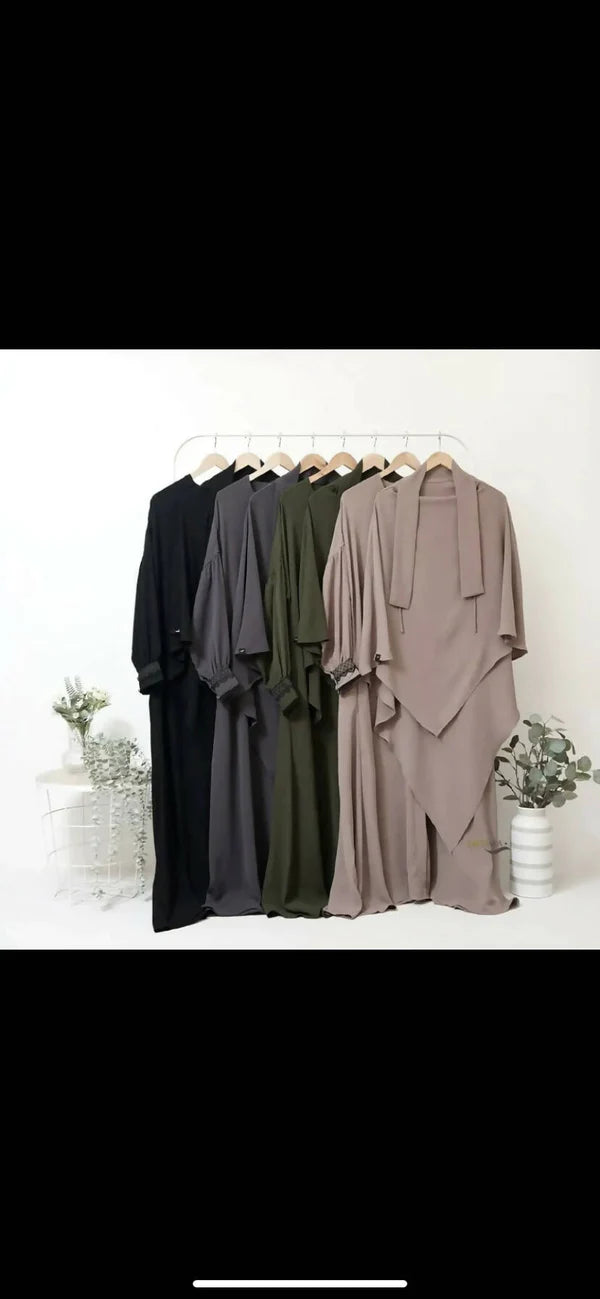 French Khimar Jilbab Two Pc Set 12+ Colors