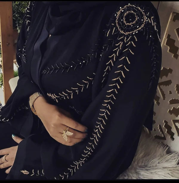 Black Luxurious Dubai Style Embroidered abaya