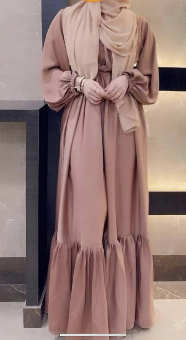 Noor Frilled Casual Abaya + Free Hijab