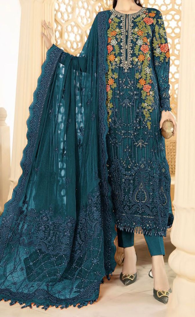 AMNA LUXURIOUS PAKISTANI DRESS 3PC SET 4+ COLORS