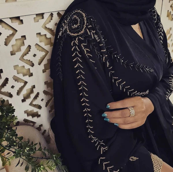 Black Luxurious Dubai Style Embroidered abaya