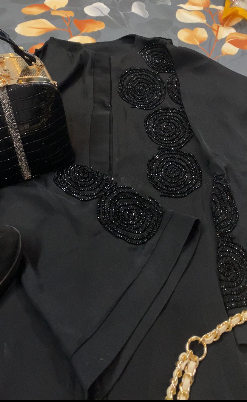 Embroidered Luxurious Diamond Work Abaya 3pc set